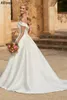 Modern Ivory Satin A Line Wedding Dresses For Bride Sexy Off The Shoulder Elegant Simple Boho Bridal Gowns Plus Size Buttons Back Reception Party Dress Robes CL2195