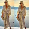 Sıradan Elbiseler Vintage Sequin Patchwork Kadınlar Kimono hırka yaz Batwing Sleeve Maxi Uzun Parti Elbise Zarif V-Neck Akşam