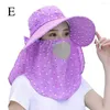 Wide Brim Hats Summer Sun Hat Women's UV Protection Cap Outdoor Travel Cycling Face Mask Shawl Windproof Removable Tea Picking