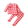 Clothing Sets Size 7 Boys Clothes Born Infant Baby Unisex Cotton Plaid Autumn Christmas Long Sleeve Pants Pullover Girl Knitted Clothe