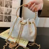 Shoulder Bags Trendy Designer Chain Rhinestone Bucket Totes Handbag Purses Women Crossbody 2023 New Evening Clutch Bag