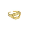 Anillos de racimo 18K ORO Auténtica Plata de ley S925 Joyería fina Martillado Hueco Irregular Textura Anillo Ajustar Mujeres TLJ1632