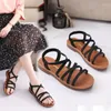 Sandals Cow Tendon Sole talons plats chaussures Femme 2023 Étudiant d'été Roman Korean Style confortable