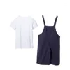 Clothing Sets Cotton Casual Girls Set Teen Kids Tops And Suspender Pants 2023 Summer Children Soft Baby Suit #6305