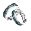 Cluster Rings NANDESI Jewelry Mens Womens Titanium Turquoise And Imitated Meteorite Inlaid Wedding Band 8mm 6mm