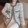 Doudoune ver sacee Woman Jacket Vintage Plaid Long Sleeve O-neck Open Stitch Runway Designer Tweed Cardigans Fashion Coat Ropa Para Mujer