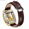 Relógios de pulso Transparente Relógio Mecânico Automático Homens Steampunk Esqueleto Luxo Engrenagem Auto Winding Couro Mens Relógio Relógios Montre HommeQ231123