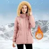 Trenchs de femmes manteaux d'hiver veste rembourrée avec col moelleux parcs lâches femmes imperméable capuche pour polaire