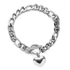 Charm Armbanden MinaMaMa Vintage Roestvrij Stalen Hart Armband Voor Vrouwen Mode Dikke Figaro Ketting Sieraden Geschenken