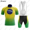 Racing Sets Brasilien Outdoor Sports Radtrikot Set Atmungsaktiv Mannschaftssport Fahrrad Herrenbekleidung Kurzes Fahrrad