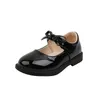 Sapatos planos meninas de couro para estudante de escola vestido preto crianças princesas primavera outono branco 2 3 4 5 6 7 8t