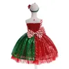 Robes de fille rayé arc de Noël pour les filles élégant moelleux tulle cosplay costumes fête princesse rouge robe de Noël robe d'anniversaire 231123