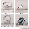 Jewelry Settings Diy Pearl Rings Settings Zircon Solid 925 Sier Ring For Women Mounting Blank Jewelry Gift Drop Delivery Jewelry Dh3Ne