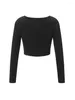 Kvinnors T-skjortor Y2K Streetwear Croped Tees Female Ribbed Button Up V-Neck Show Navel Slim Long Sleeve Crop T-shirt Korean kläder