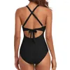 Women's Swimwear Sling Beautiful Solid Color Hollow Romper Wire Free Women Monokini Padded Beachwear