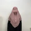 Etniska kläder Ramadan Eid Hijab för kvinnor Long Khimar 2 lager ärmlösa toppar Abaya muslimska huvudduk Islamisk chiffong hijabs musulmans