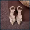 Sandali taglia piccola 31-43 Scarpe nere da donna Estate tacco alto grosso fiocco cavo da donna