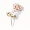 Spille Spille Fiore di rosa coreano per le donne Perla di metallo Spilla da bavero Abito da cappotto Spilla Cor Moda Accessori di gioielli di lusso Drop Deliver Dhu64