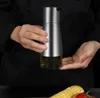 Stainless Steel Glass Olive Oil Dispenser, Vinegar and Soy Sauce Bottle Controllable No Drip Design 11oz/320ml dh86