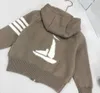 Veste tricotée à rayures pour tout-petits, vêtements de styliste pour enfants, taille 100 à 150, couleur unie, manteau à capuche pour bébé, Nov25, nouvelle collection