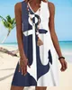 Casual Dresses Women's 2023 Spring Fashion Anchor Print Colorblock V-Neck Sleeveless Daily Mini A Line Vacation Dress