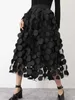 Saias moda design preto tule saia longa para mulheres 2023 primavera verão elegante vintage uma linha cintura alta midi feminino