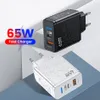 65W GaN USB C Charger PD 5V 2.4A Fast Charging Travel Charger Type C For Samsung Iphone Pro LG US EU Plug Wall Charger