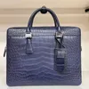 Briefcases Authentic Crocodile Skin MaFinished Businessmen Gray Briefcase Laptop Case Genuine Alligator Leather Male Large Shoulder Bag