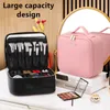 Cosmetic Bags Cases LED Lighted Cosmetic Case with Mirror Waterproof PU Leather Portable Travel Makeup Storage Bags 231122