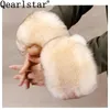 Fingerless Gloves Qearlstar Women Faux Fur Cuffs Wristband Winter Warmer Arm Wrist Raccoon Sleeve Female Elastic Oversleeve 2pcs 231122