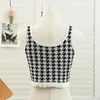 Damen Tanks HELIAR Damen Plaid Crop Tops Buttons Camis Knitting Cute Tank Damen Sleeveless Solid 2023 Summer