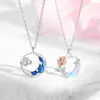 Hanger Kettingen Verkopen Zilver Kleur Gepersonaliseerde Mannen En Vrouwen Maanlicht Rose Galaxy Paar Ketting Gift Gratis Schip X655