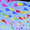 Party Decoration 50m flerfärgade triangelflaggor Bunting Banner Pennant Festival Birthday Diy Banners Small Outdoor Hanging String Flag