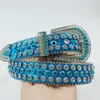 26% OFF Belt Designer New Blue shiny ball studded with diamonds women's sequin leather little spicy girl pants belt