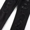 Jeans masculinos homens bordados cobra buracos remendados skinny rasgado estiramento preto slim fit high street scratch calças jeans