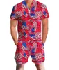 Tute da uomo 2023 Fenicotteri Stampa floreale Pagliaccetto Uomo 3D Divertente Tuta manica corta Estate Hawaii Tutina tuta Casual One Piece Outf