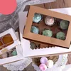 Geschenkverpackung 10 STÜCKE 2/4/6 Löcher Kraftpapier Cupcake Verpackung Box Muffin Hochzeit Fall Halter GHS99