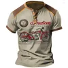 Men's T Shirts Summer Henley Shirt Graphic Motorcycle Clothing Apparel 3d Print Outdoor Daily Short Sleeve Button-Down Fashion Top