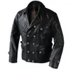 Men's Jackets German Pilot PU Leather Jacket Double Breasted Lapel Autumn And Winter Vintage Coat