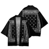 Vêtements ethniques Harakuju Samurai Noir Astronuat Imprimer Cardigan Hommes Chemise Asiatique Streetwear Japonais Robe Kimonos Costume Haori Yukata