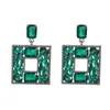 Dangle Earrings Vintage Green Rhinestone Square Pendant For Women Fashion Jewelry Girls' Daily Collection Accessories