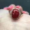 Clusterringen kjjeaxcmy fijne sieraden 925 sterling zilver ingelegde natuurlijke rode koraal vrouwelijke ring mooie ondersteuning detectie