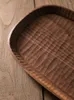Bandejas de chá simples bandeja de madeira oval preto nogueira placa de café mão-esculpida smalltea cozinha frutas lanche conjunto de placa de armazenamento