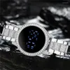 Wristwatches Luxury Touch Screen LED Digital Women Watch Fashion Rhinestone Ladies Stainless Steel Relogio Feminino