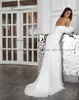 Brautkleid Sexy Off-Shoulder-Meerjungfrau-Kleider mit Ärmeln Rüschen Krepp-Brautkleid Lace-up Back Robe De Mariee