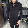 Mäns casual skjortor mode gentleman brittisk stil högklassig känsla koreansk version slim-fit fritid affärskarriär hemlig front skjorta