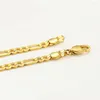 Chains MxGxFam ( 50 Cm X 4 Mm ) Figaro Chain Necklaces 3:1 For Men 24 K Pure Gold Color Fashion Jewelry XP European Style