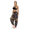 Kvinnor Pants Women Floral Print Thailand Indien Pakistan Wide Lad Lady Fashion High midja Löst byxor Europeiska kläder