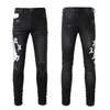 Designer Vêtements Denim Pantalons Amiiri 2023 Nouvelle Tendance Mode Slim Fit Petits Pieds Élastique Perforé Noir Jeans Hommes Amiiri Marque De Mode Distressed Ripped Skinny