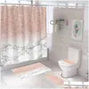 Tende da doccia Rosa Crepa Moda Tenda da bagno Set da bagno Er Mat Tappetino da bagno antiscivolo Set moderno 180X180Cm Consegna a domicilio Gar Dhsrm